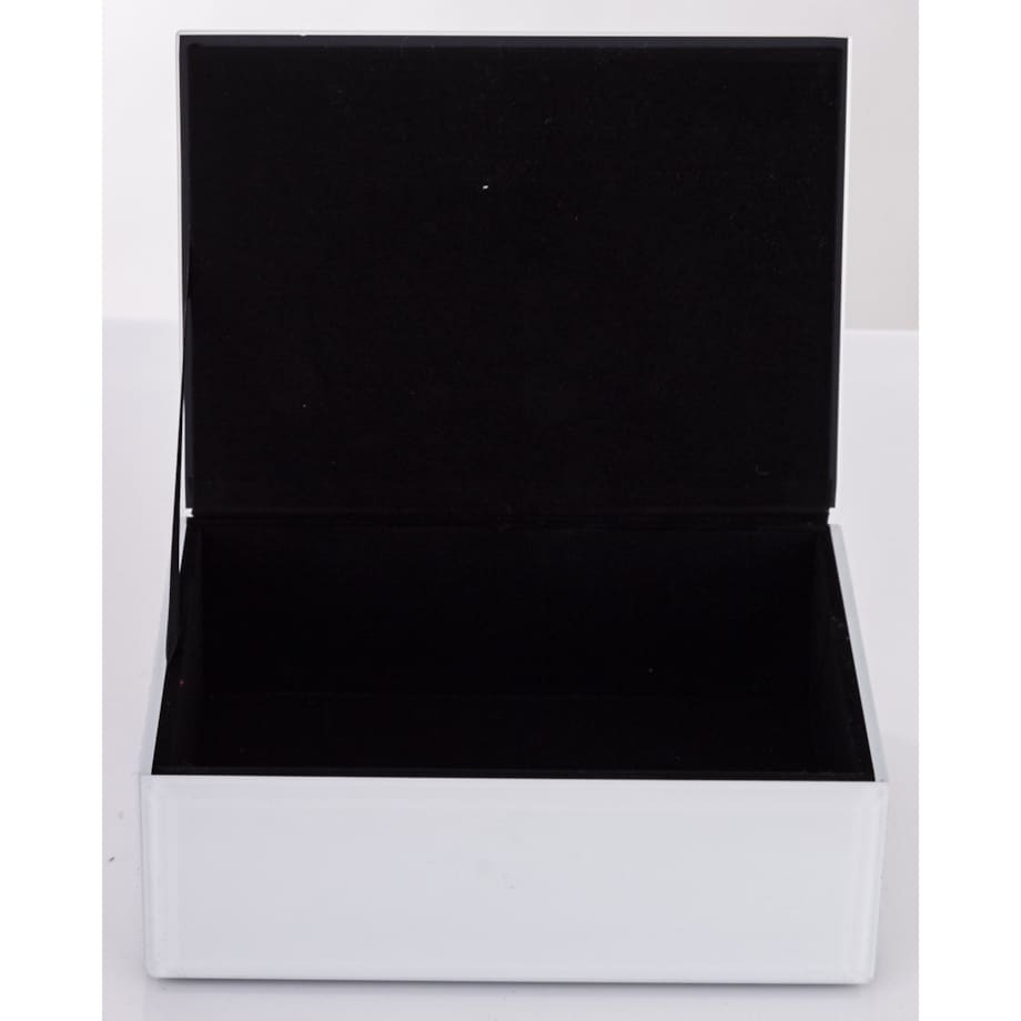Szkatułka szklana na biżuterię 16x12x8,5 cm DEKOR AGAT biała