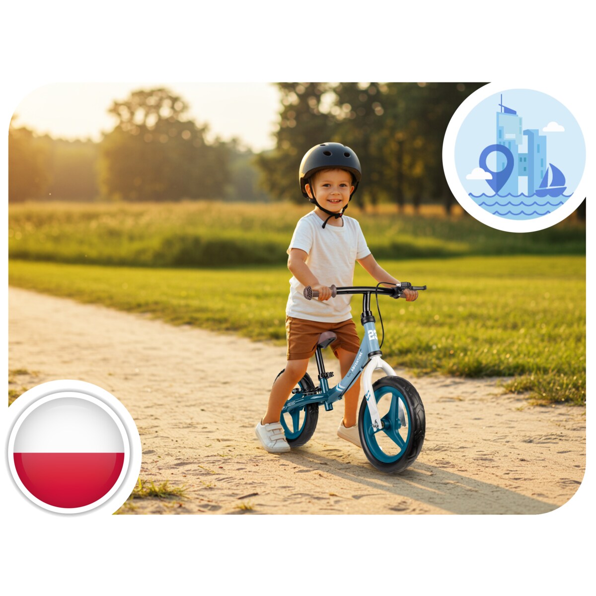 Rowerek biegowy dla dzieci rower dziecięcy lekki Fun Adventure Ricokids niebiesko-biały