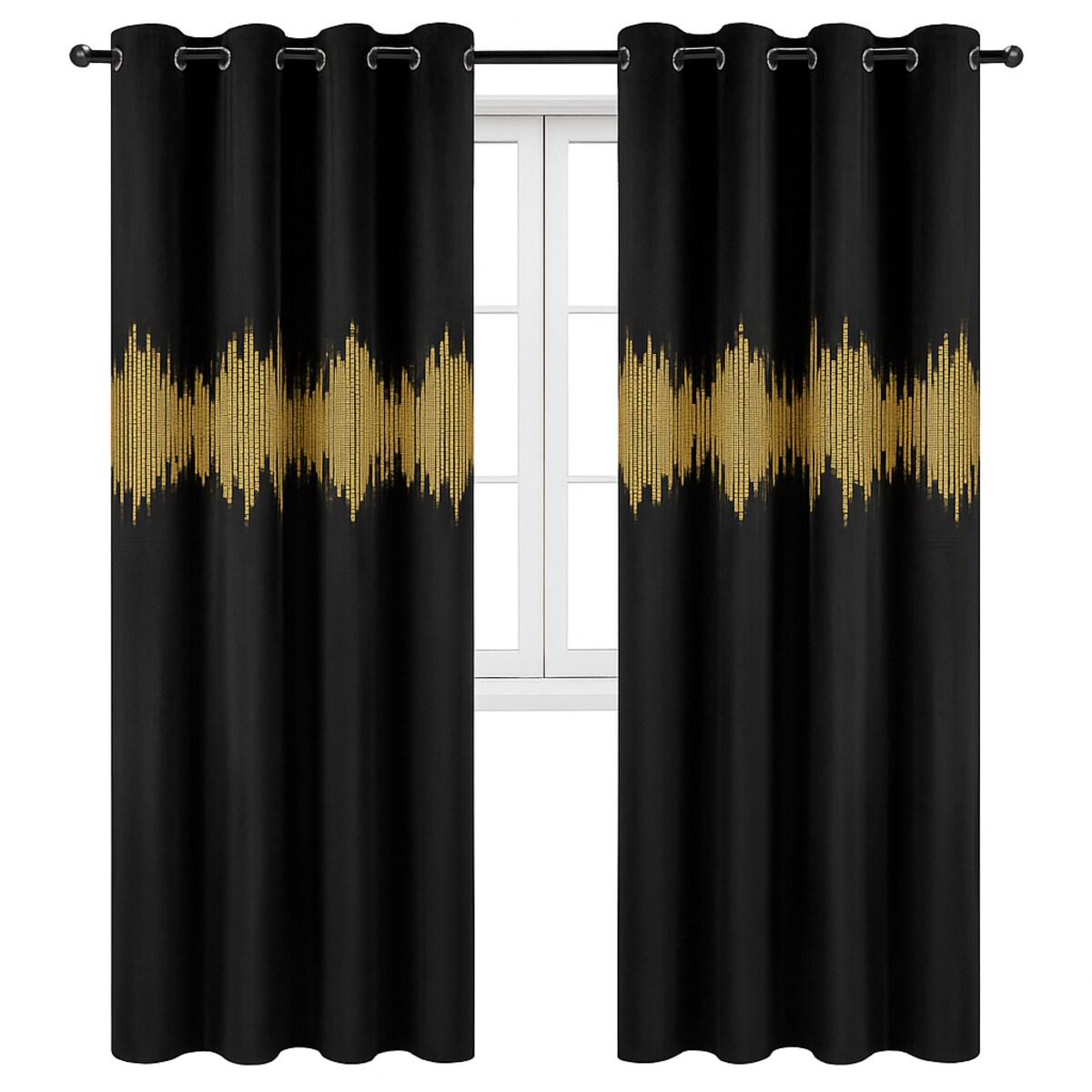 zasłona welurowa "ecg gold" 140x250 cm czarny