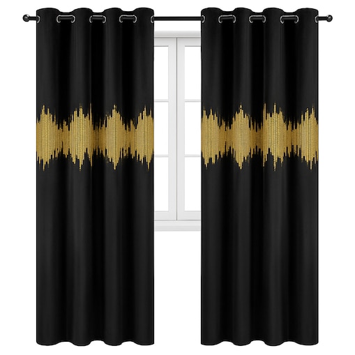 zasłona welurowa "ecg gold" 140x250 cm czarny