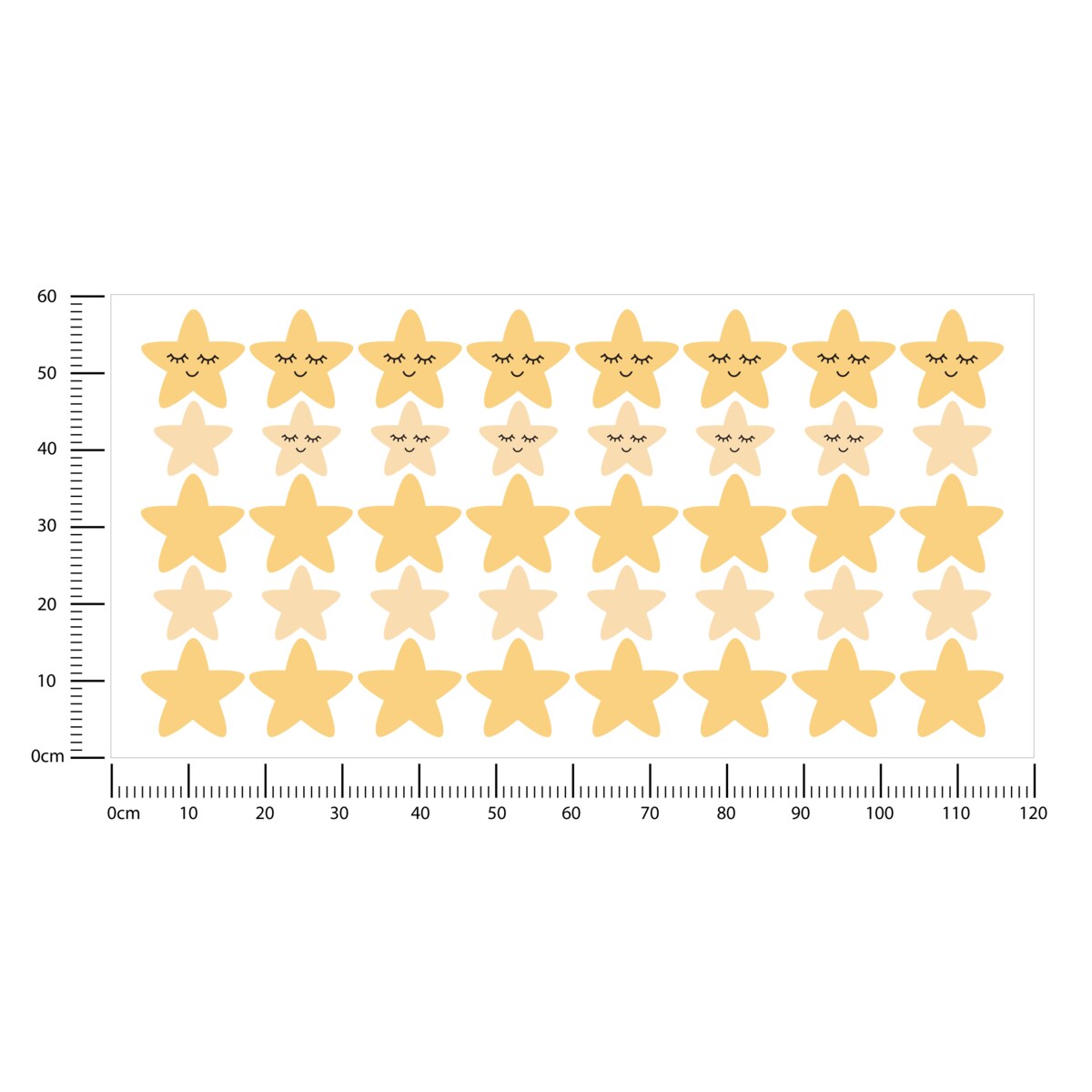 Naklejki Ścienne Żółte GWIAZDY Gwiazdeczki Dla Dzieci Styl Boho ZESTAW 120x60cm