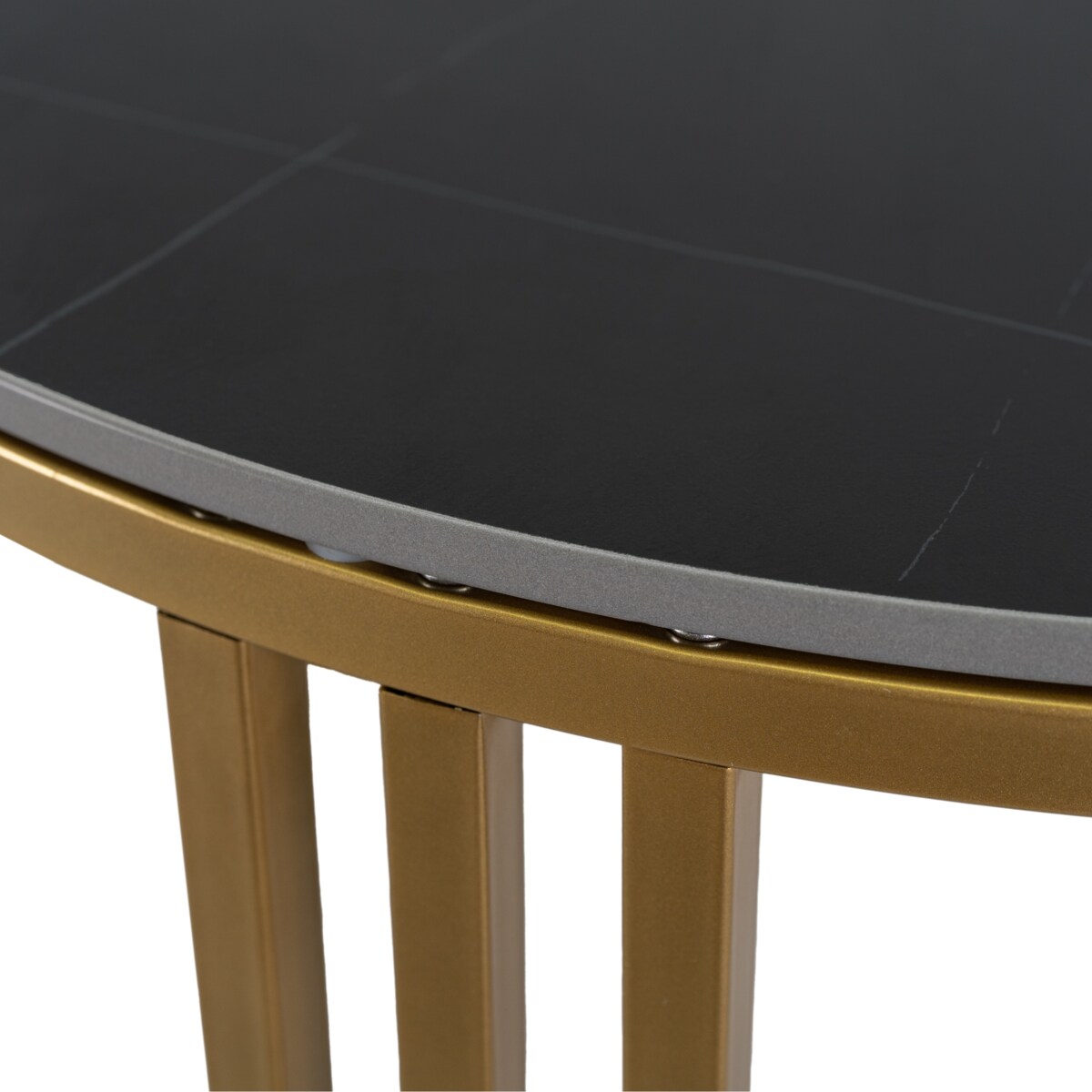 Stolik Kawowy Okrągły Ława Mały Złoty Glamour Marmur Czarny KORIN