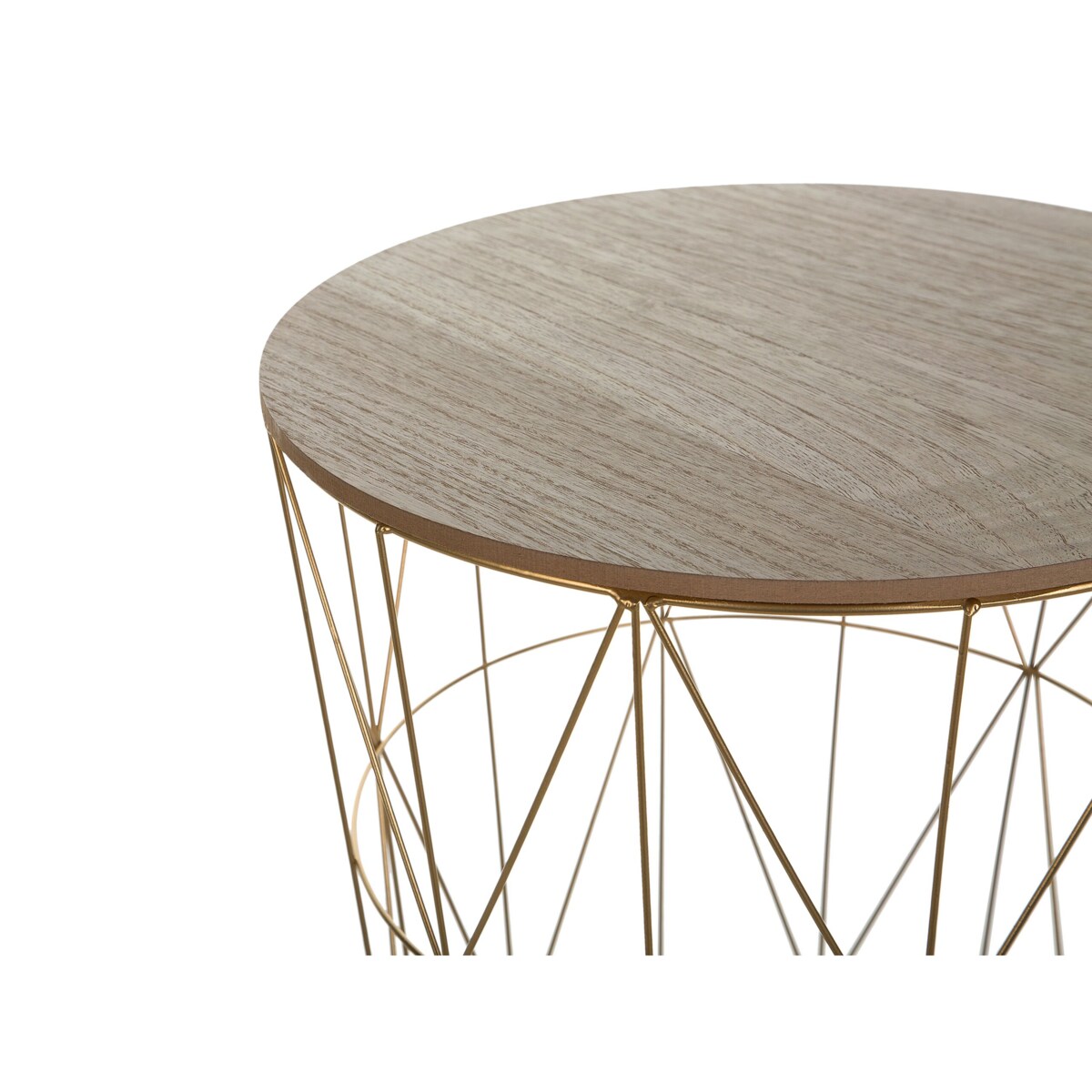 Stolik pomocniczy z miejscem do przechowywania jasne drewno ze złotym LANARK