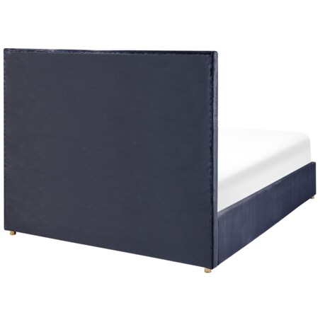 Łóżko welurowe z pojemnikiem 140 x 200 cm czarne VERNOYES