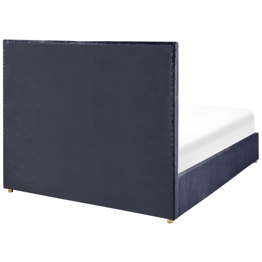 Łóżko welurowe z pojemnikiem 140 x 200 cm czarne VERNOYES