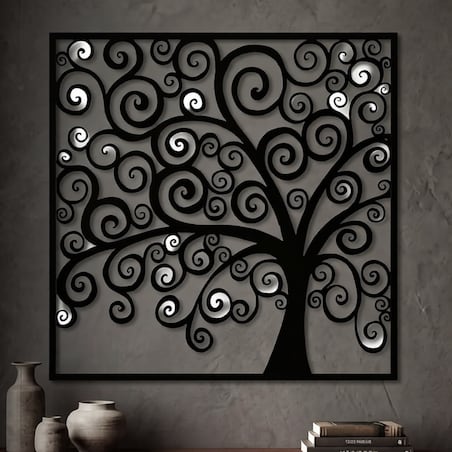 Dekoracja ścienna Three Plus, kolor czarny, żelazo, 100 x 100 cm, do salonu i przedpokoju, Mauro Ferretti