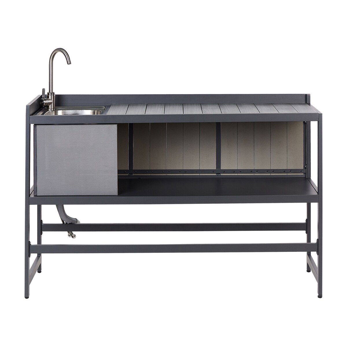 3 częściowa kuchnia ogrodowa szafka i wyspa ze zlewem szara ORTISEI