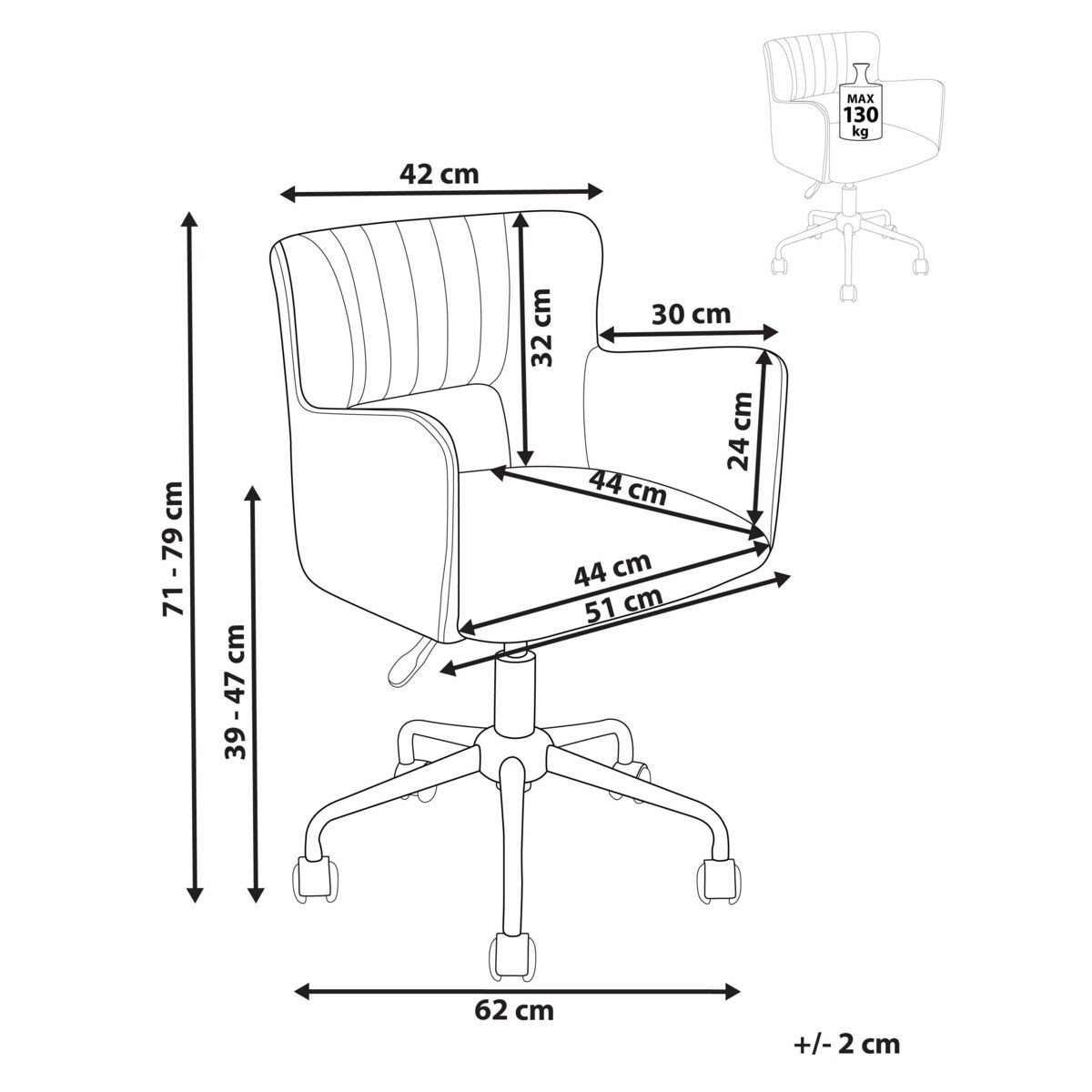 Krzesło biurowe regulowane welurowe czarne SANILAC