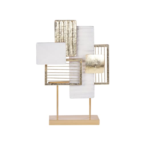 Dekoracyjna rzeźba metalowa złoto-biała BORON