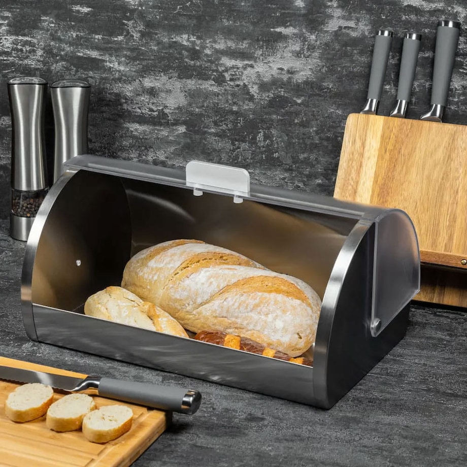 Chlebak stalowo-akrylowy pojemnik na chleb pieczywo bułki KINGHOFF