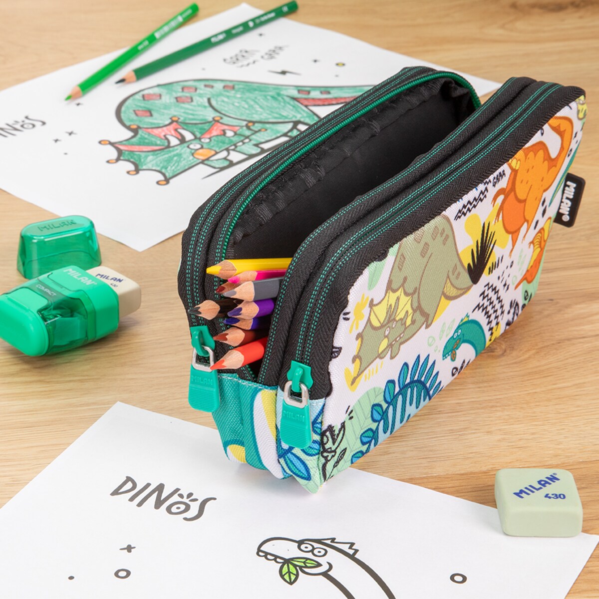 Piórnik 3 komorowy duży MILAN DINOS