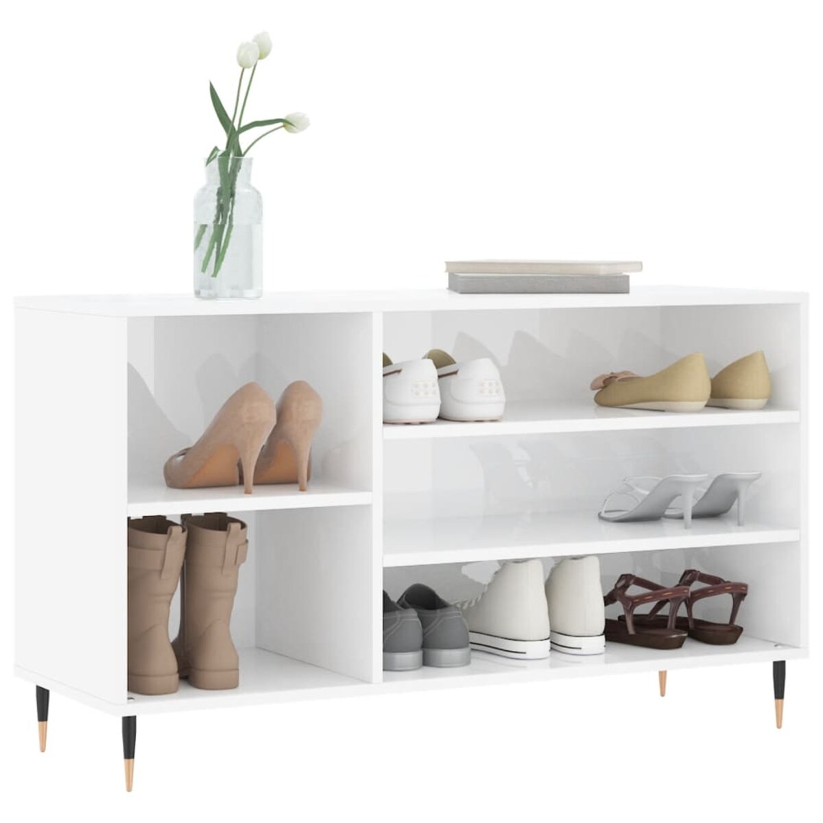 vidaXL Szafka na buty, wysoki połysk, biała, 102x36x60 cm