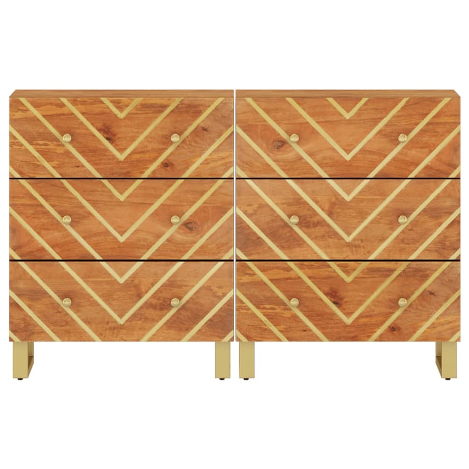 vidaXL Komody, 2 szt., brązowo-czarne, 60x33,5x75 cm, drewno mango