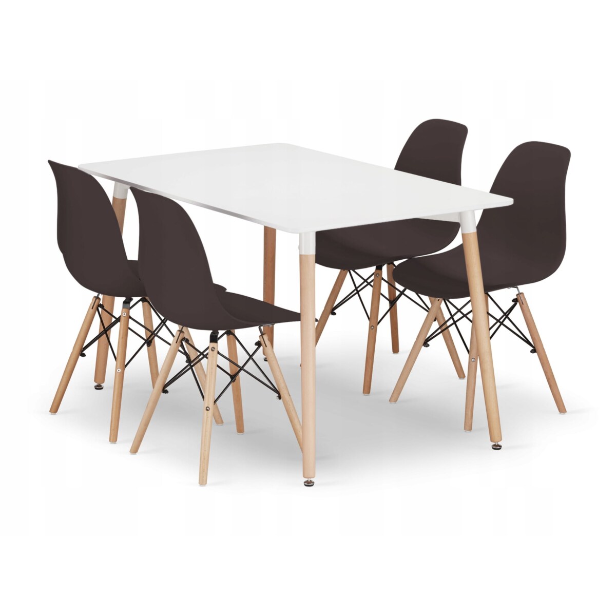 Zestaw Stół Do Jadalni Kuchni Salonu Biura Prostokątny Adria 120X80 Biały + 4 Krzesła Osaka Kawowe