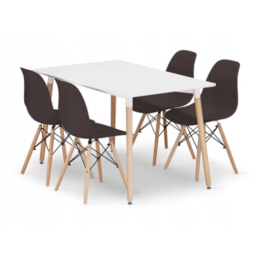 Zestaw Stół Do Jadalni Kuchni Salonu Biura Prostokątny Adria 120X80 Biały + 4 Krzesła Osaka Kawowe