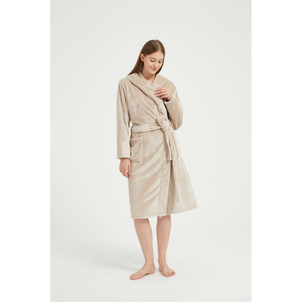 Szlafrok z Kapturem PAULO Beżowy 2XL/3XL