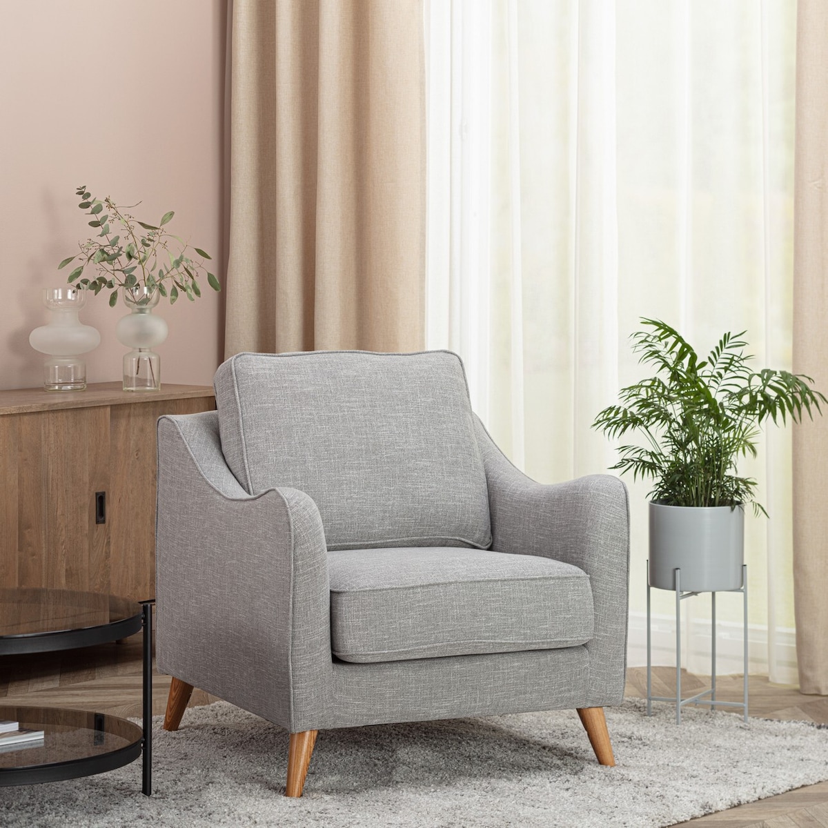 Fotel Venuste linen grey, 78 x 90 x 90 cm