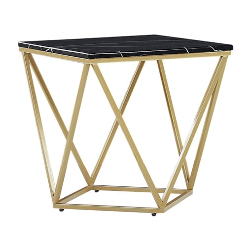 Stolik pomocniczy efekt marmuru czarno-złoty MALIBU