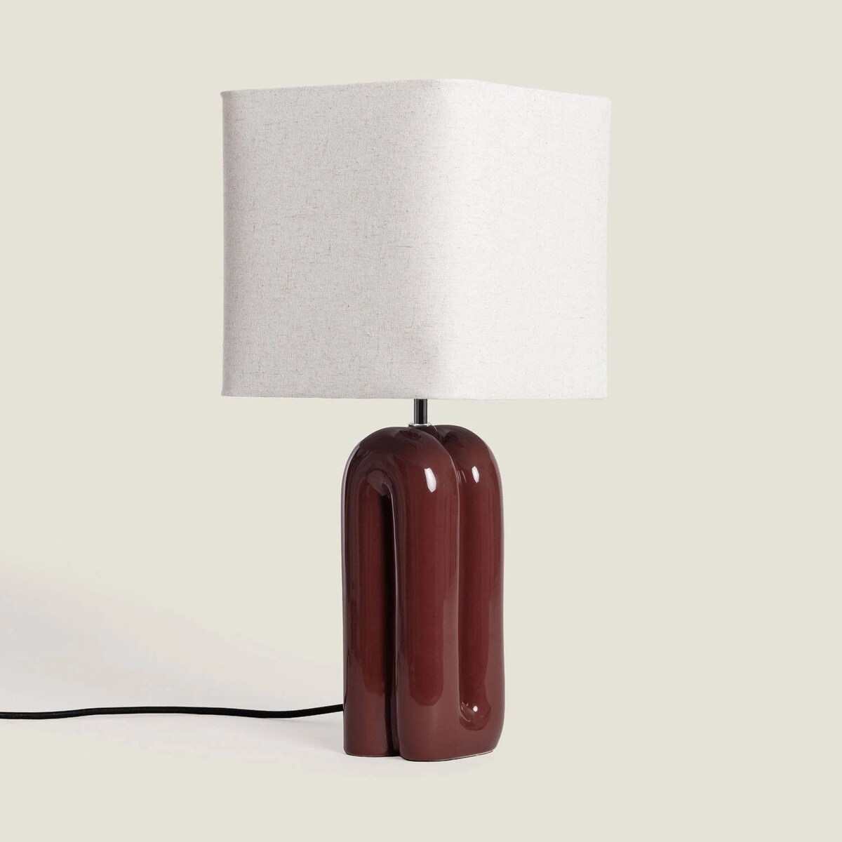 Lampa stołowa ceramiczna, bordowa, 51,5 cm, Vera