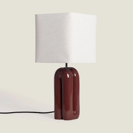 Lampa stołowa ceramiczna, bordowa, 51,5 cm, Vera
