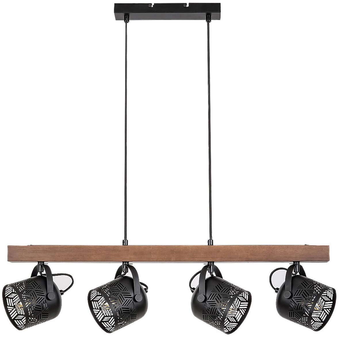 Drewniana lampa wisząca Rotem 3300 belka do kuchni nad wyspę czarna