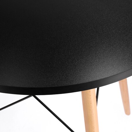 Stół Nowoczesny Skandynawski Czarny 80 cm Okrągły do Salonu Jadalni Kuchni