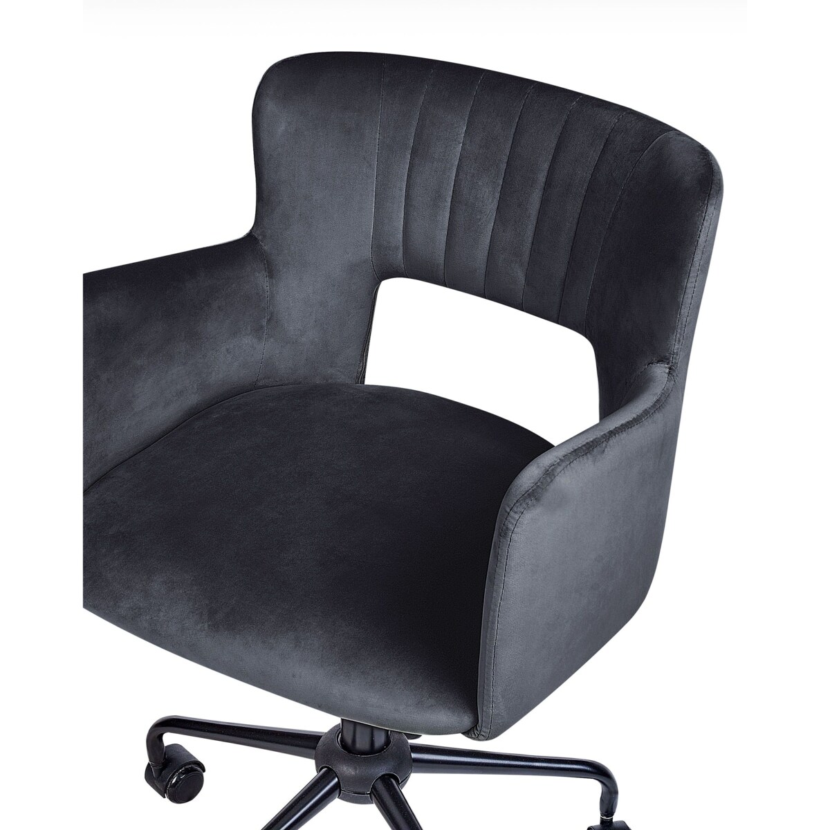 Krzesło biurowe regulowane welurowe czarne SANILAC