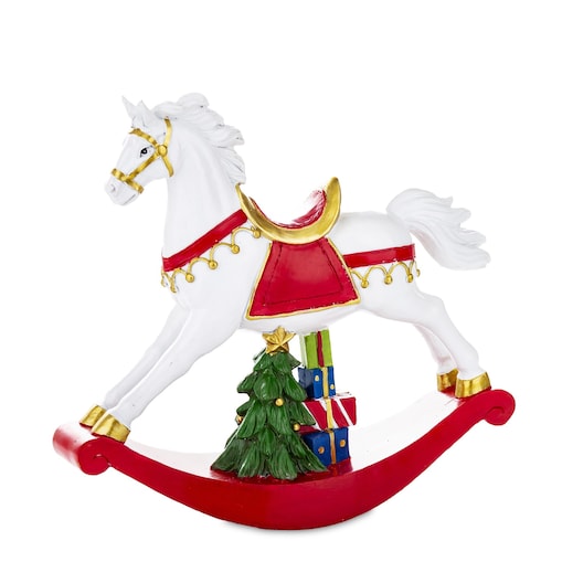 Figurka - biały konik na biegunach 22x24,5x7,2 cm BIANNA