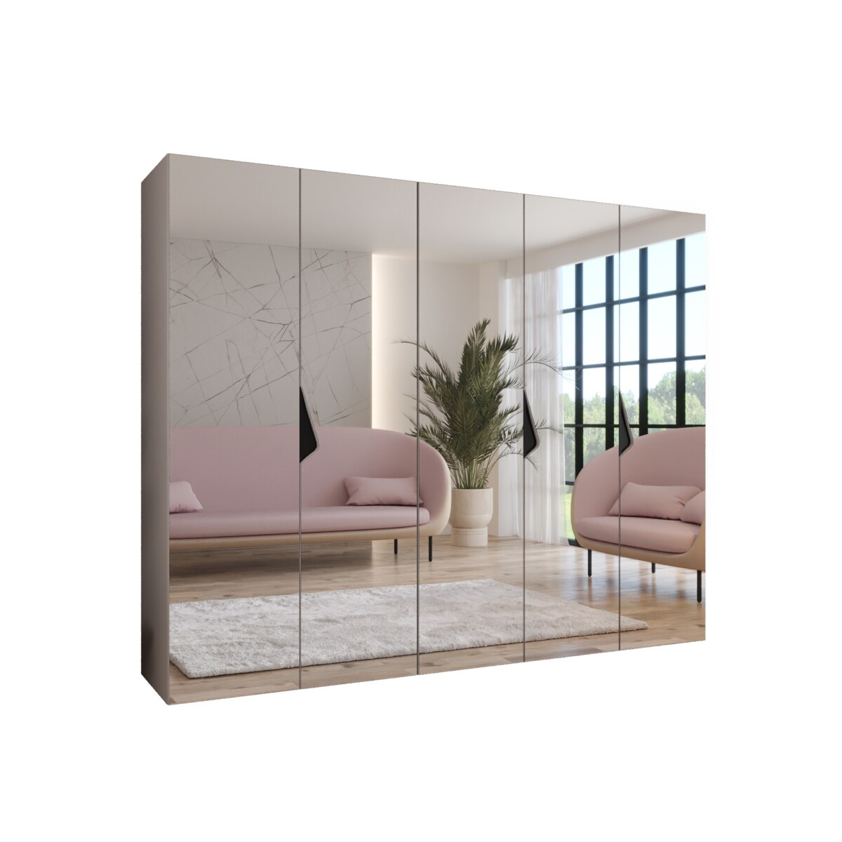 Szafa uchylna z lustrem Sandi 3 250 wys 202 cm Kaszmir + u Czarny