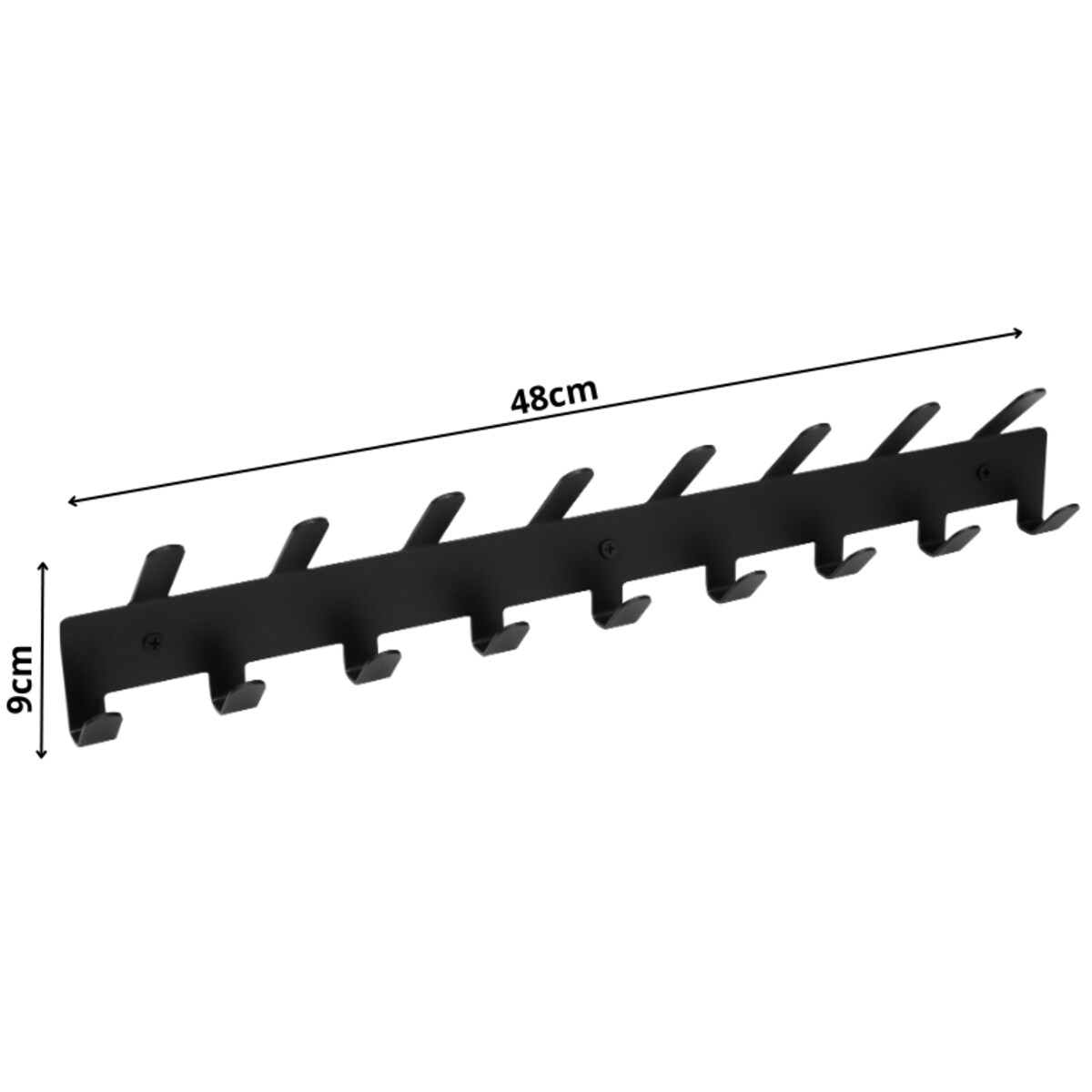 WIESZAK ŚCIENNY CZARNY NA UBRANIA KLUCZE AKCESORIA DO PRZEDPOKOJU METALOWY