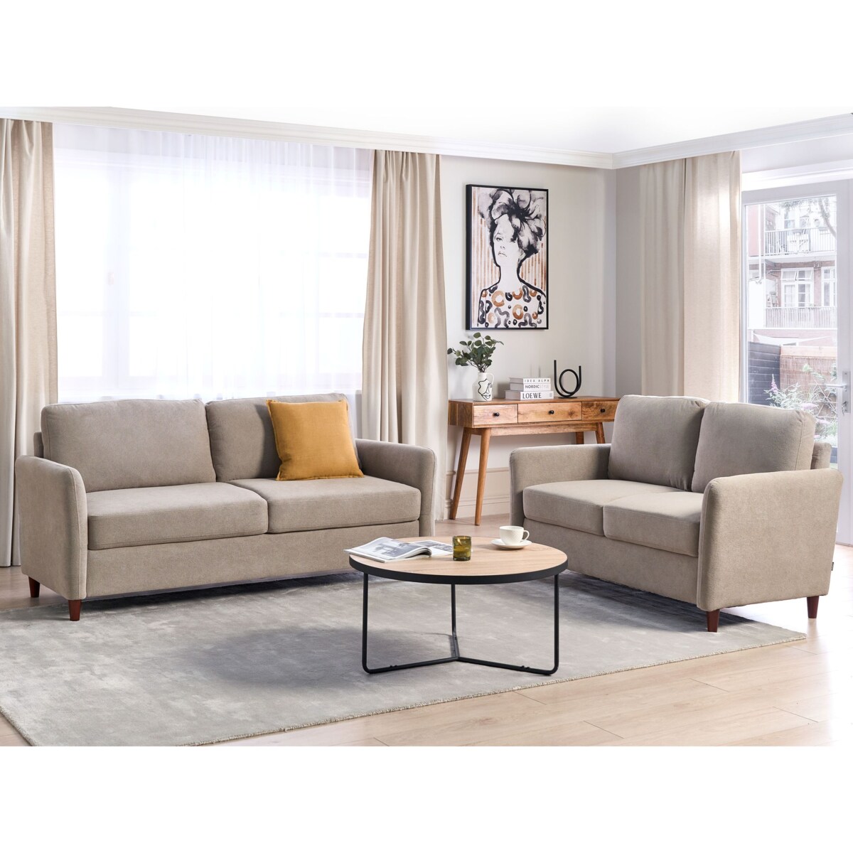 Sofa 3-osobowa z pojemnikiem beżowoszara MARE