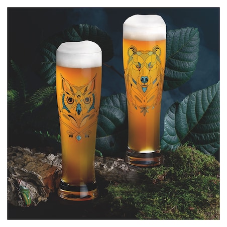 Zestaw 2 szklanek do piwa Brauchzeit #1, sowa i niedźwiedź
