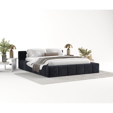 Łóżko tapicerowane MILOS 160x200 z pojemnikiem, Czarny, tkanina Terra NW 99