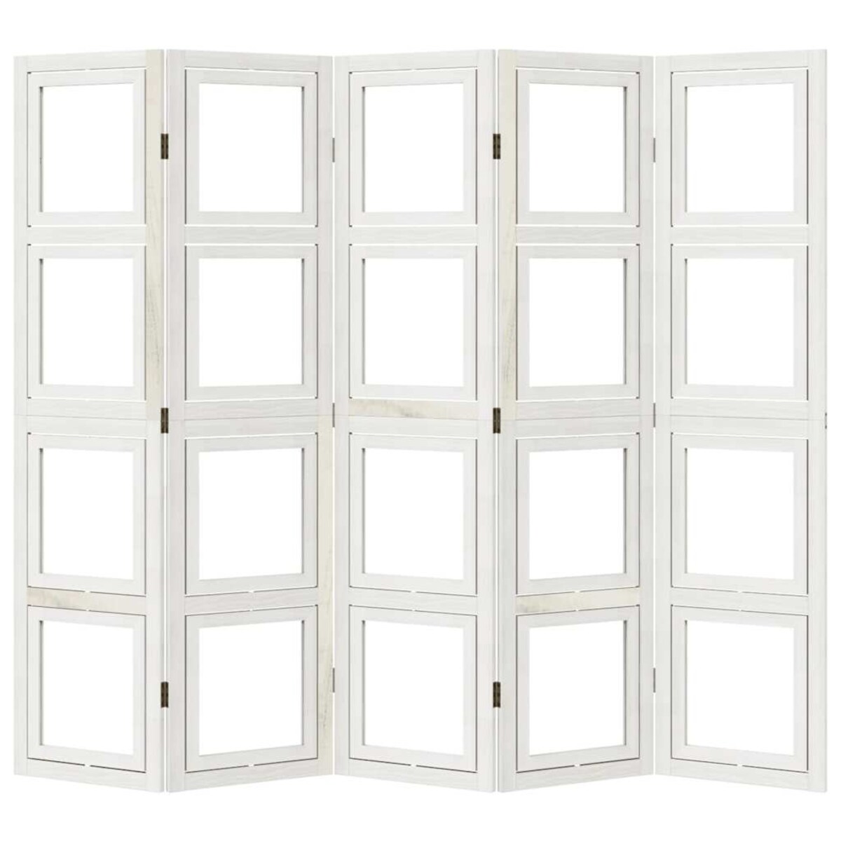 vidaXL Parawan pokojowy, 5-panelowy, biały, lite drewno paulowni