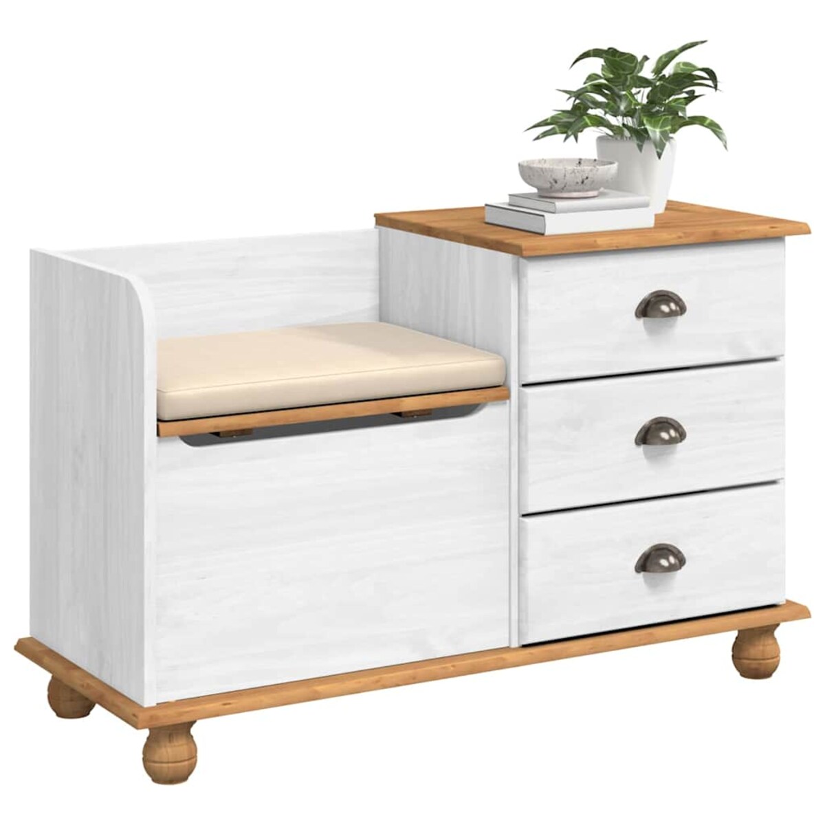 vidaXL Ławka z przechowywaniem do przedpokoju z szufladą ASKIM Biały