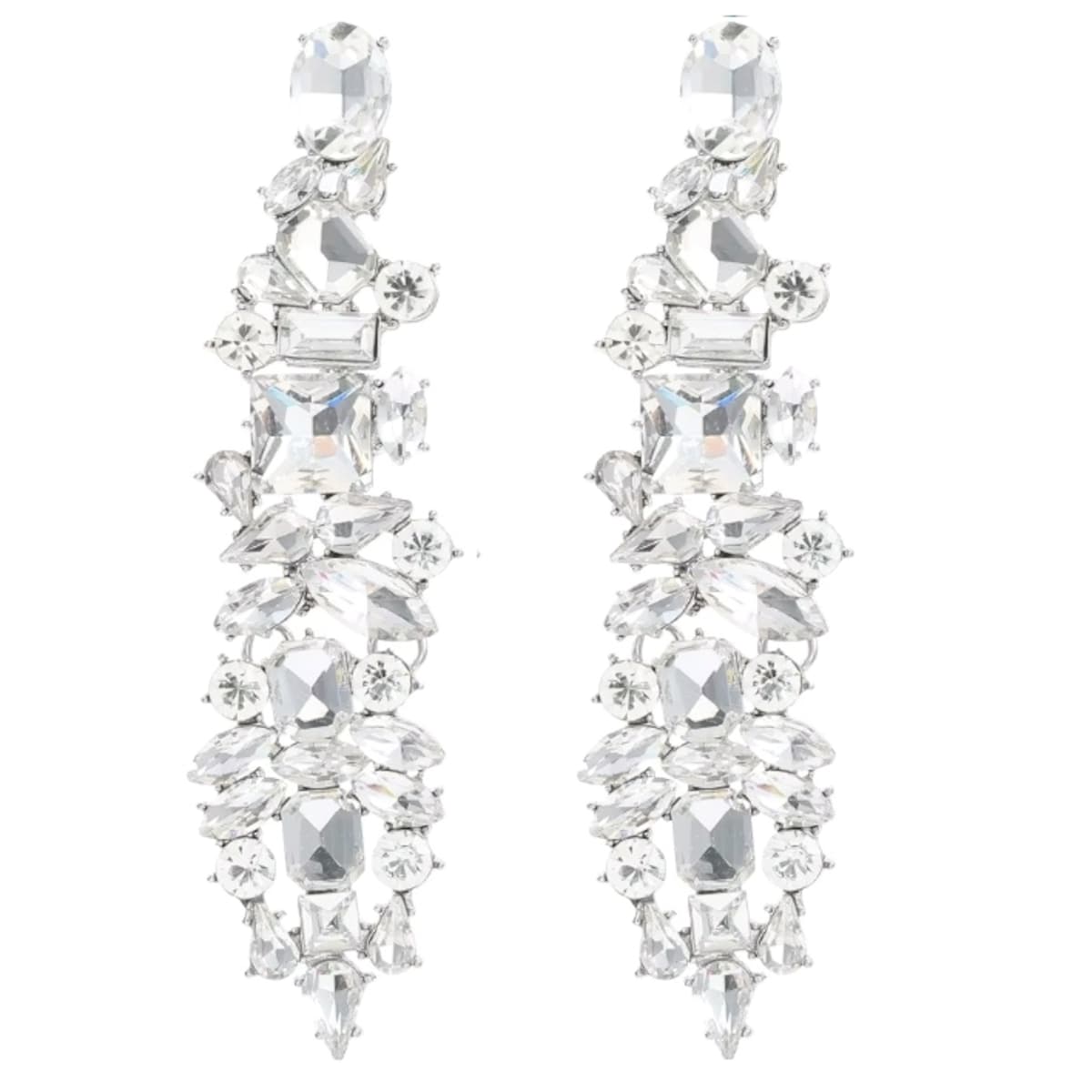 Długie kryształowe kolczyki złote wiszące 10cm z kryształkami krople listki