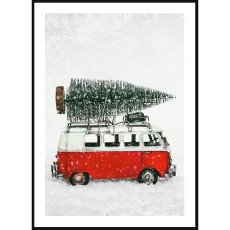 Poster Story, Plakat, Obraz - Van z Choinką w Śniegu, wymiary 70 x 100 cm