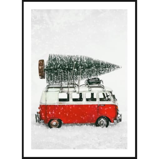 Poster Story, Plakat, Obraz - Van z Choinką w Śniegu, wymiary 70 x 100 cm