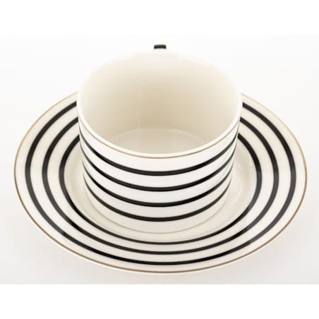 Filiżanka 220 ml i spodeczek, w 4 czarne poziome paski, w pudełku, LARGO
