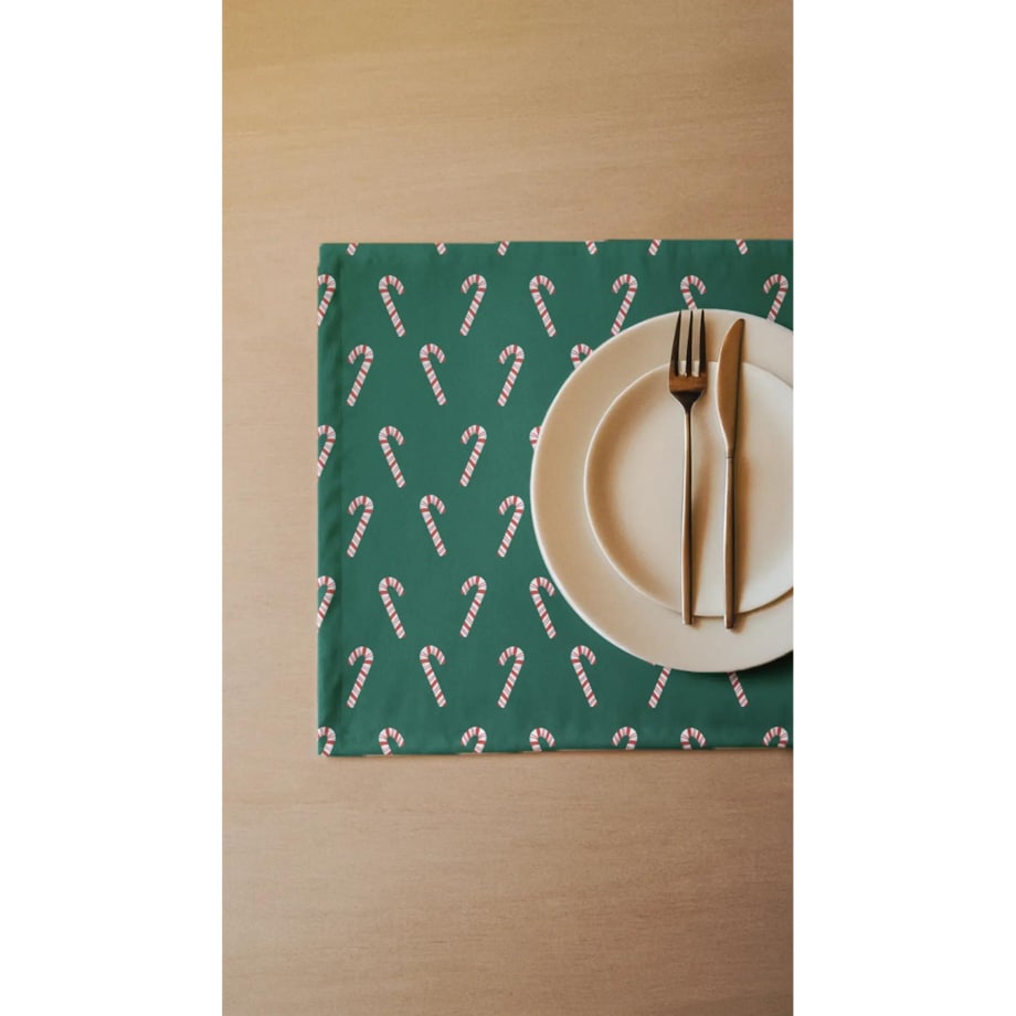 Podkładki świąteczne - Laski świąteczne - zieleń