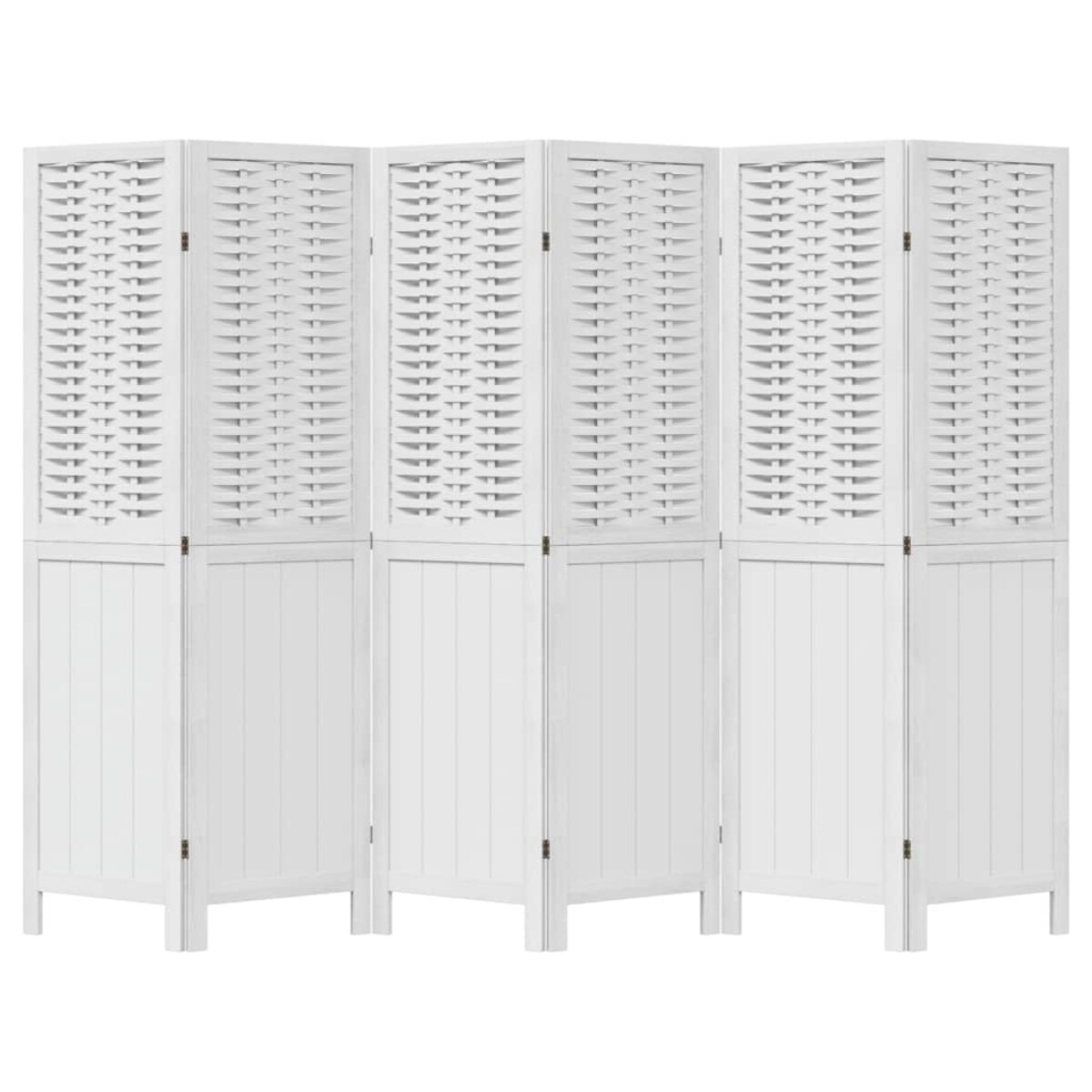 vidaXL Parawan pokojowy, 6-panelowy, biały, lite drewno paulowni
