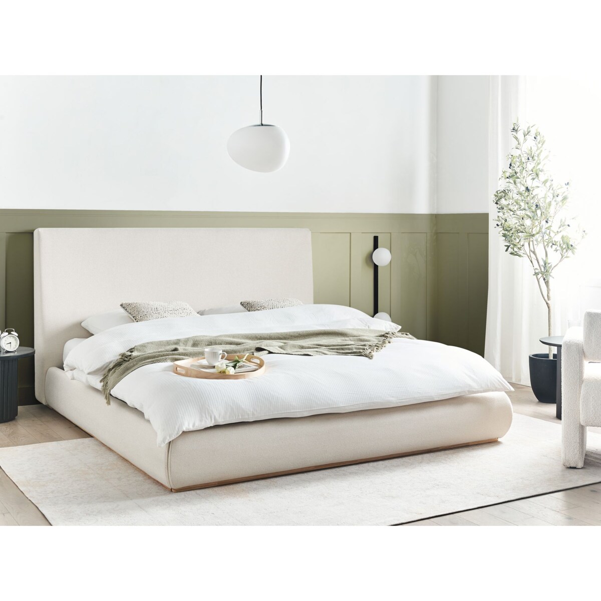 Łóżko z pojemnikiem CAMPAGNE 180 x 200 cm Jasnobeżowy