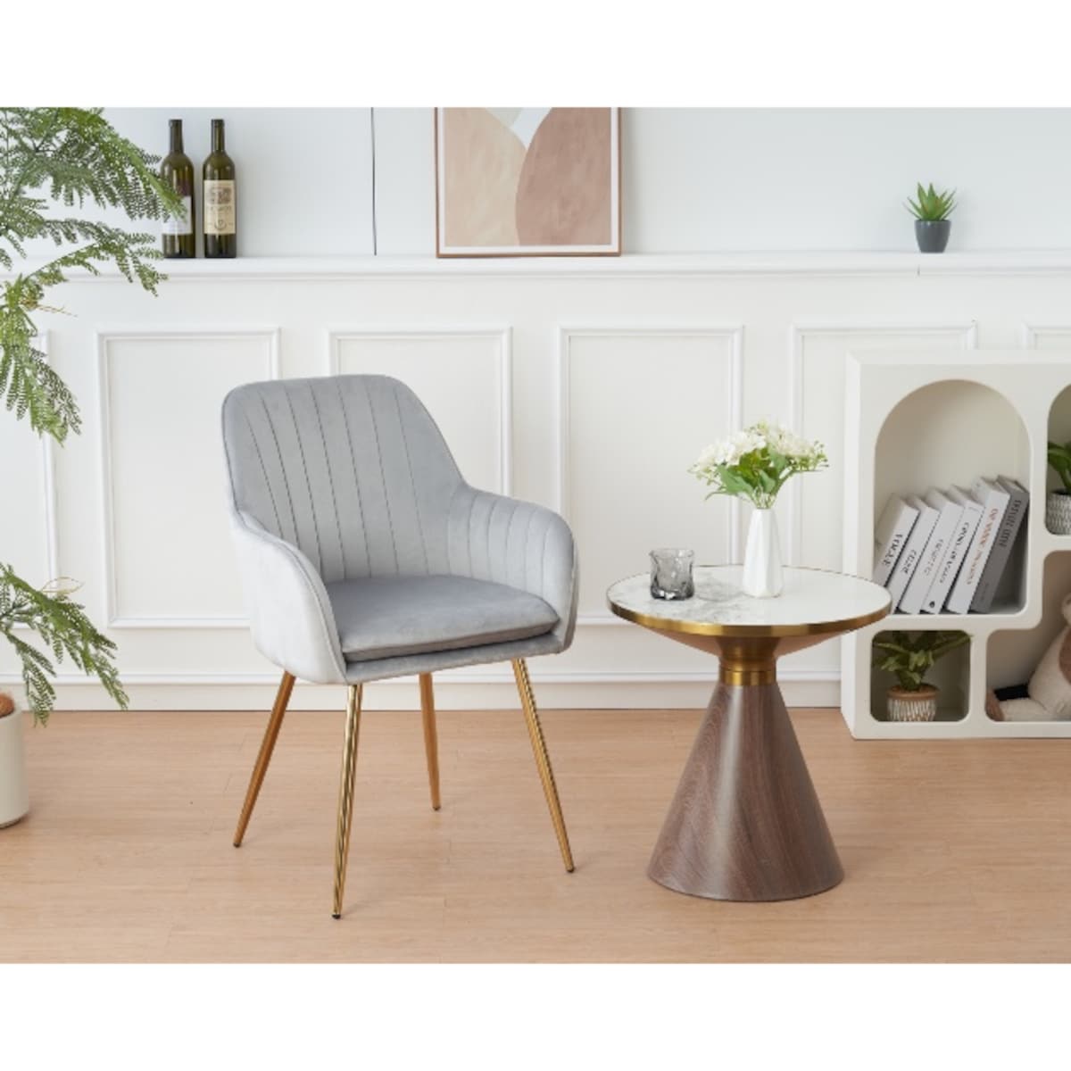 KRZESŁO TAPICEROWANE VELVET WELUR DO SALONU JADALNI KUCHNI SZARE MIA GOLD