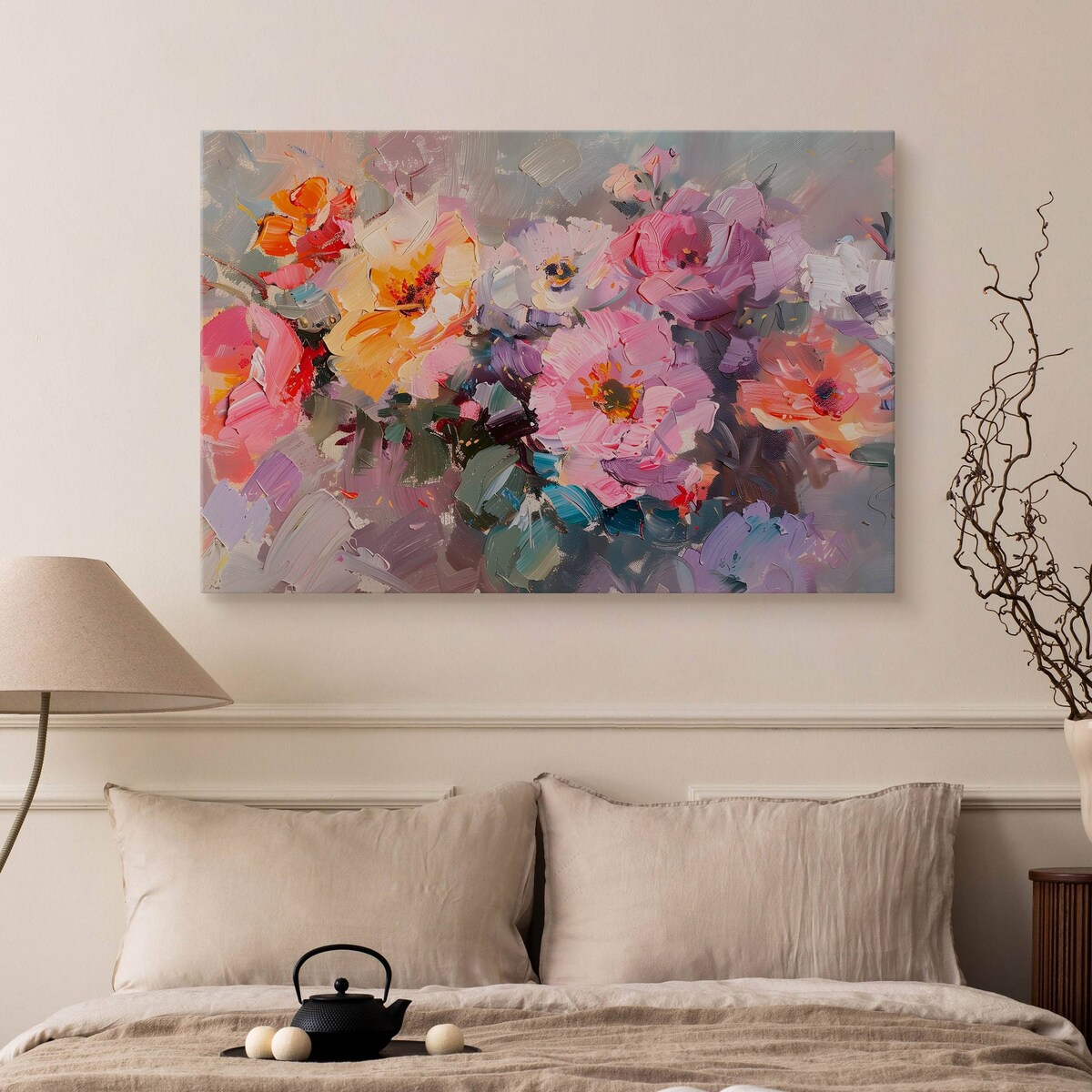 Obraz Na Płótnie Do Salonu Jadalni Malowane Polne Kwiaty Natura 120x80cm