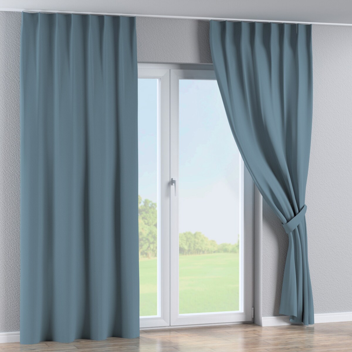 Zasłona na haczykach flex pojedynczych 130x245 ciemny morski niebieski