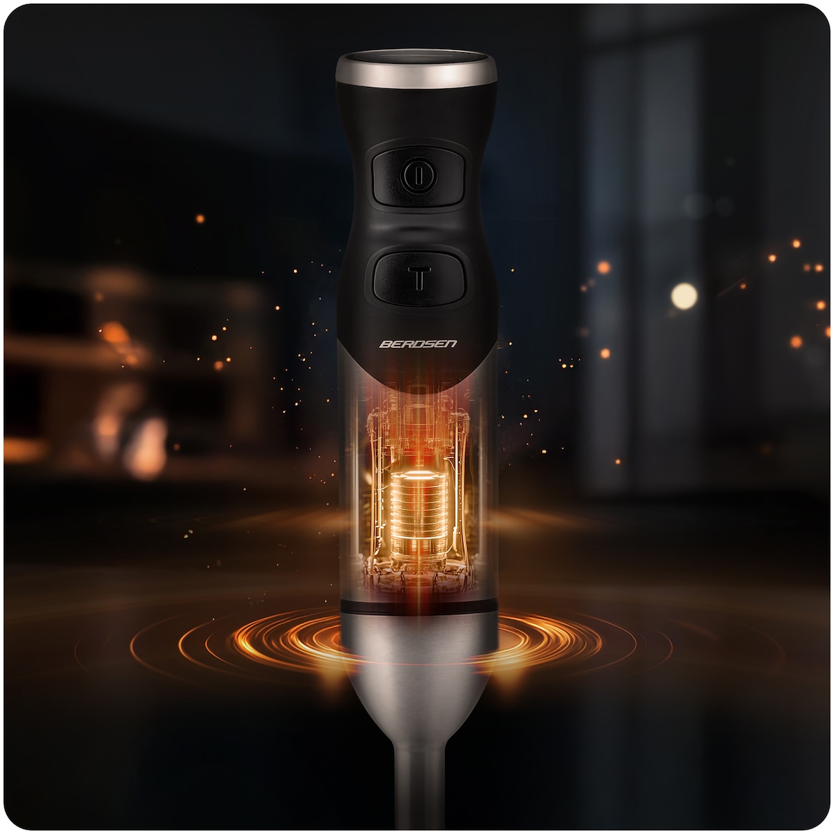 Blender ręczny 1500W czarny Berdsen tytanowe ostrza wielofunkcyjny 5w1