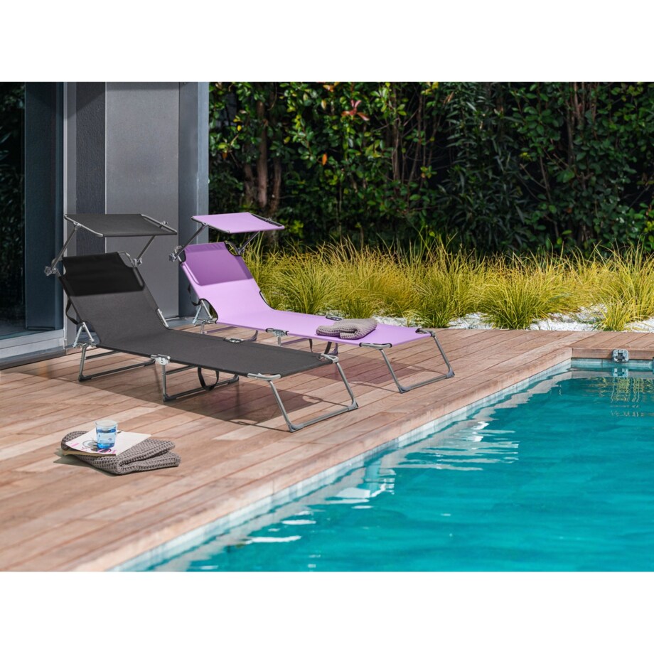 Leżak ogrodowy FOLIGNO Metal Czarny