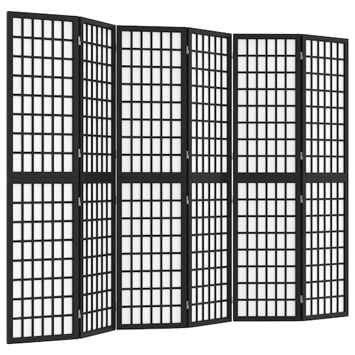 vidaXL Składany parawan 6-panelowy, styl japoński, 240x170 cm, czarny