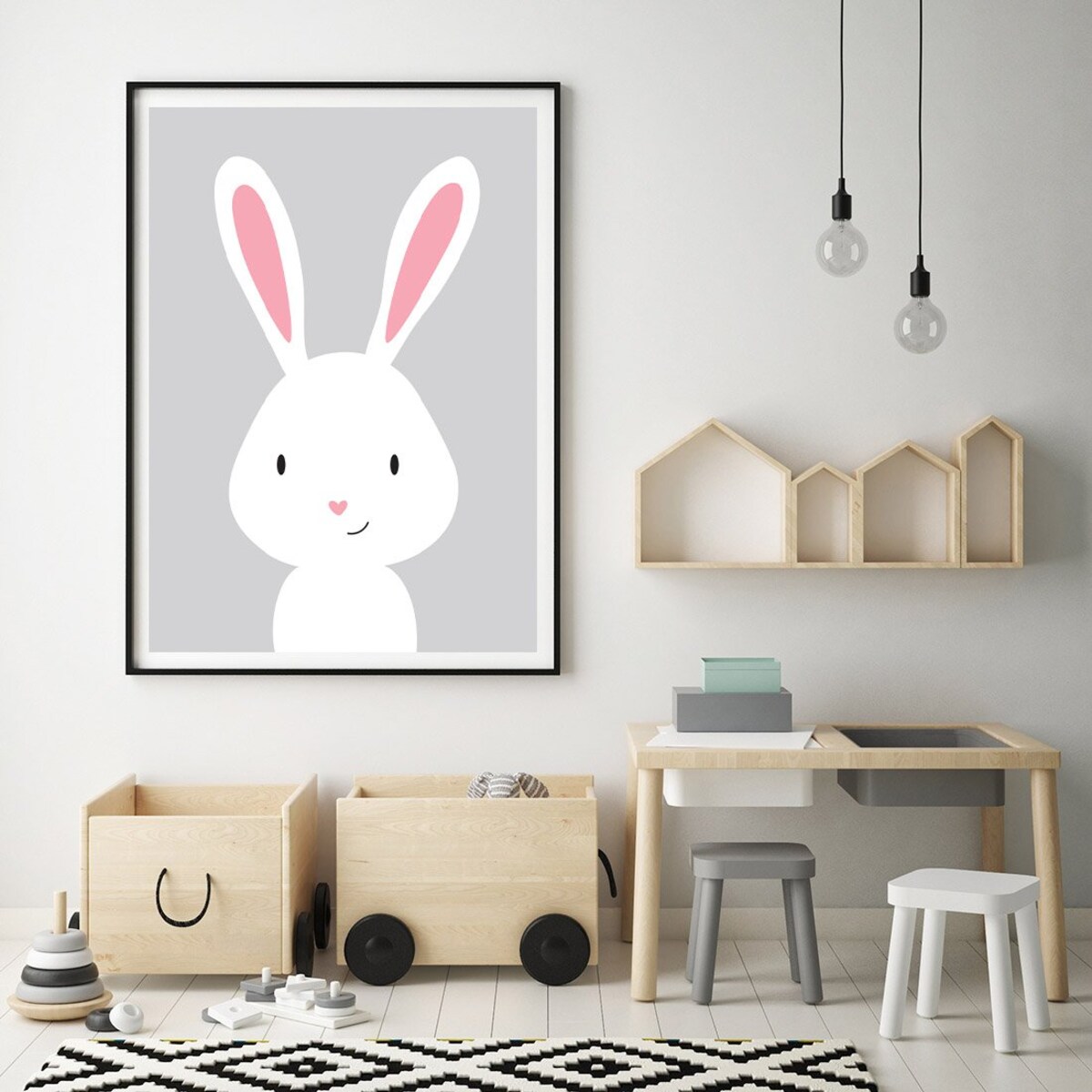 Plakat dla dzieci Królik szary 30x40