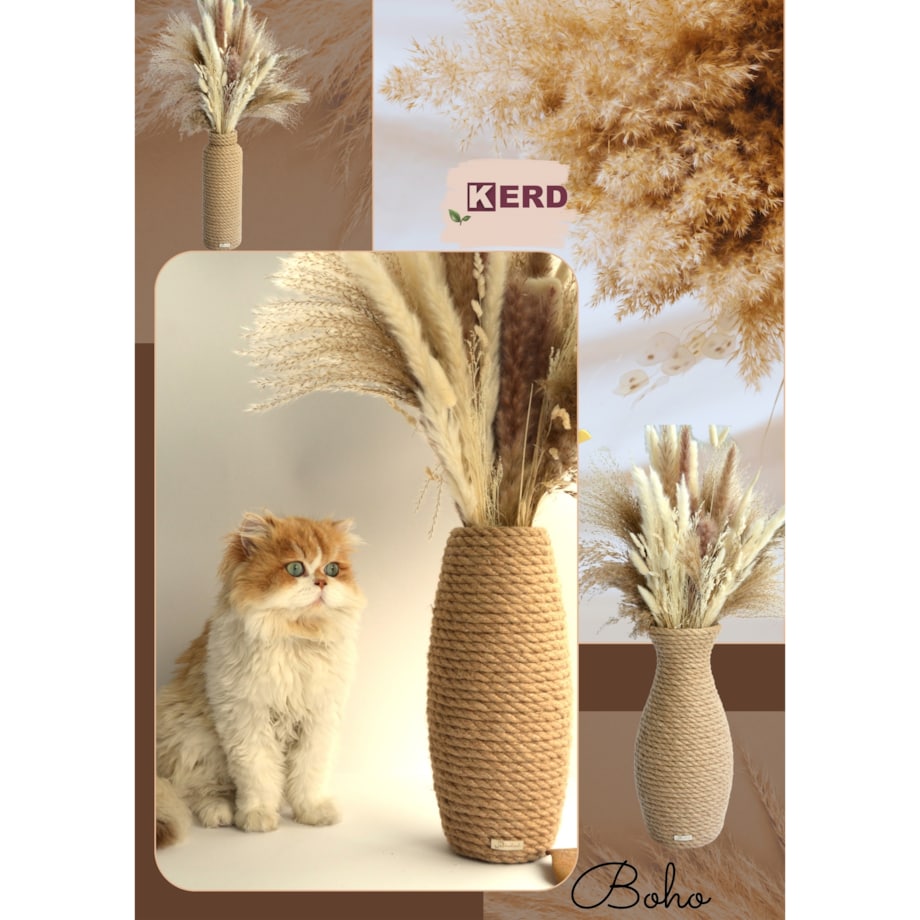 Wazon REGINA w stylu BOHO jutowy do suszonej trawy i kwiatów * pleciony sznurek jutowy naturalny do trawy pampasowej kompozycji h 31 cm styl skandynawski